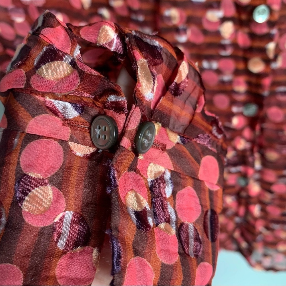 Vintage Alfani Sheer Button Down Silk Blend Blouse Top - Picture 3 of 5